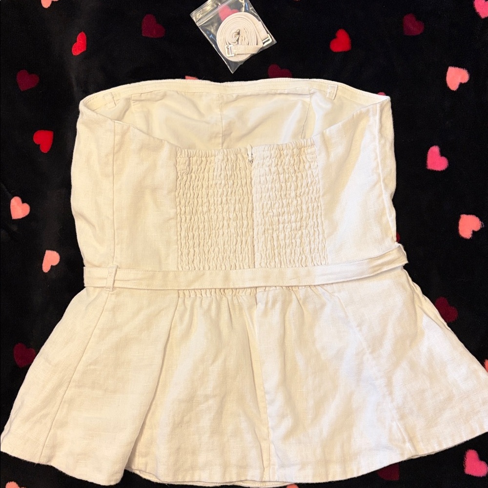 Abercrombie & Fitch Cream Strapless Peplum Top - Picture 3 of 6